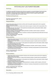 Psychology Lecturer Resume Example