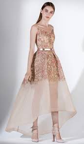 Saiid Kobeisy 3433 Applique V Neck High Low A Line Dress A Line Dress Dresses Floral Evening Dresses