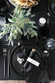 Bldp and jack wish their fans and each other only the best. Chic Black Halloween Dinner Party Table Setting Ideas With Photos Halloween Party Dinner Dinner Party Table Settings Halloween Tablescape