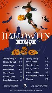 Halloween Menu Portrait Digital Display Video Halloween Menu Halloween Food Menu Food Name Ideas