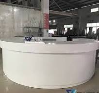 [Hot Item] Modern Round Shape White Artificial Marble Reception Desk Bank  Reception Desk