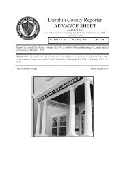 Dauphin County Reporter ADVANCE SHEET