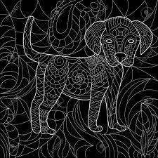 Plus all the color my moods coloring books are now on sale for a limited time.*. Dog Anti Stress Vector Coloring Book For Adult Ornament On Black Royalty Free Cliparts Vectors And Stock Illustration Image 93611654