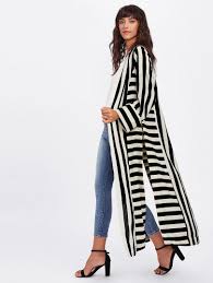 Black And White Kimono Duster Pin On Black White Color Strips Patter Ect