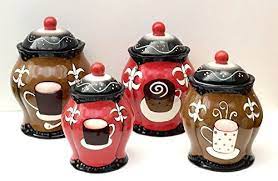 3.8 out of 5 stars with 18 ratings. Amazon Com Tuscany Hand Painted Fleur De Lis Coffee Design Canister Set Of 4 85101 5jjhg By Ack Kit Kitchen Decor Themes Coffee Canister Sets Coffee Design