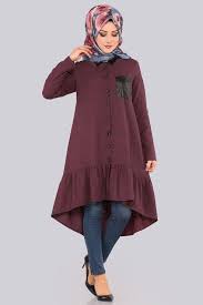 modaselvim tunik deri detay dugmeli tesettur tunik ast4319 murdum moda stilleri kadin kiyafetleri mutevazi kiyafetler