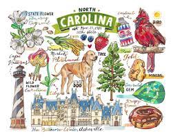It depicts two figures of liberty and plenty at the center of the circle. North Carolina Print State Symbols Illustration State Art Etsy North Carolina Art State Art State Symbols