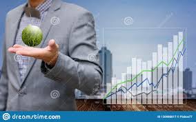 Businessman Show Growth Chart Of Wind Farm Stock Image