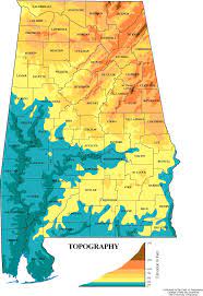 Bama Topography Topographic Map Alabama Map