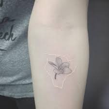Plumeria flower donates new beginning and new life. White Ink Hawaiian Map And Fine Line Plumeria Flower