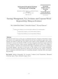 Produced in conjunction with the kpmg asia pacific tax centre. Pdf Earnings Management Tax Avoidance And Corporate Social Responsibility Malaysia Evidence