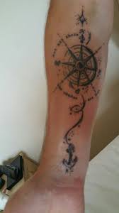 Joshua toney has a tattoo on his forearm with the saying, not all those who wander are lost with a compass and an anchor. Compass Tattoo With Quote Not All Those Who Wander Are Lost Compass Tattoo Tattoos Lost Tattoo