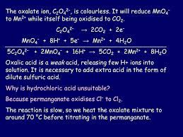 The purpose of this lab is to standardize a solution of potassium permanganate by redox titration with a standard solution of iron (ii) ions. Standardising Potassium Permanganate Solution Using Oxalic Acid Ppt Video Online Download