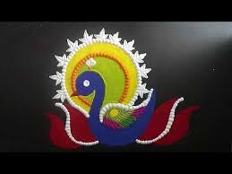 Easy Peacock Rangoli Peacock Rangoli Design Peacock Rangoli For Diwali 2019 Youtube Rangoli Designs Diwali Rangoli Designs Diwali Rangoli