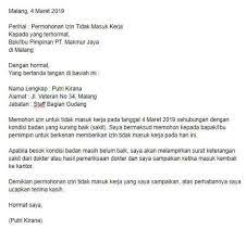 Contoh surat cuti kerja malaysia; 31 Contoh Surat Izin Tidak Masuk Kerja Untuk Berbagai Keperluan Anda