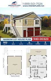 House Plan 940 00323 Narrow Lot Plan 902 Square Feet 1 Bedroom 1 Bathroom Narrow Lot House Plans House Plans House Designs Exterior