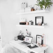 Minimal Desk Ikea Floating Shelves With Rose Gold Detail Ikea Floating Shelves Home Decor Room Decor