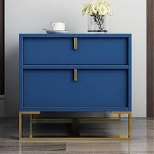 Bedroom Bedside Table Side Table Blue Wooden Bedside Table With 2 Drawer Modern End Table Metal Fram In 2020 Wooden Bedside Table Modern End Tables Side Tables Bedroom