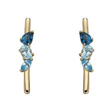 London blue topaz earrings for women in 14 karat white gold, classic solitaire studs, 7x5mm oval shape, 2 carats total, friction back 4.9 out of 5 stars 15 $139.99 $ 139. Precious 9ct Yellow Gold Blue Topaz Mix Stick Drop Earrings Joshua James