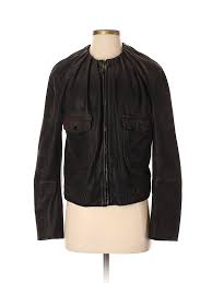 Details About Balenciaga Women Black Leather Jacket 40 Italian