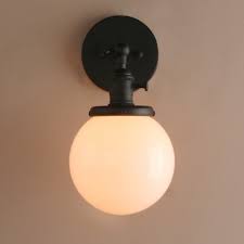 1 Light Wall Sconce With White Globe Shade Vintage Style Wall Light Fixtures With On Off