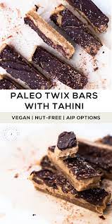 Easy Homemade Twix Bars With Tahini Paleo Nut-free Recipe Paleo Recipes Dessert Sweet Recipes Desserts Paleo Dessert