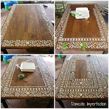 57 craftastic home decor projects you can make in no time. Indian Inlay Stenciled Tabletop Stenciled Table Furniture Makeover Stencil Furniture