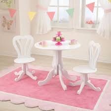 Childrens Table Chair Set Parlor Play Furniture Upscale Wooden White Girls Round Table And Chairs Parlor Table Table And Chair Sets