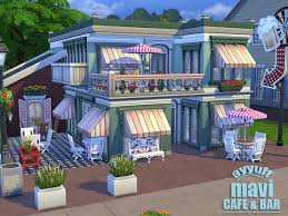 The Sims Resource Mavi Cafe Bar By Ayyuff Sims 4 Downloads The Sims 4 Lots Sims Sims 4 House Design