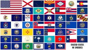 The united states of america is a federal republic consisting of 50 states, a federal district (washington, d.c., the capital city of the united states), five major territories, and various minor islands. Flags States Of America Stock Illustration Illustration Of Hawaii 79432018