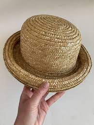 Vintage 90s Boho Natural Woven Round Brim Straw Hat Etsy Natural Weave Hats Straw Sun Hat
