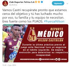 Facebook is showing information to help you better understand the purpose of a page. Deportes Tolima Confirmo Lesion Del Lateral Nilson Castrillon Quien Es Baja Ante Atletico Nacional