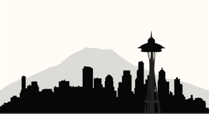 Seattle Skyline Silhouette Seattle Skyline Painting Skyline Drawing Skyline Painting