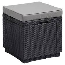 Allibert Garten Hocker Cube Mit Kissen 42 X 42 X 45 Cm Grau Allibert Garten Hocker Cube Kissen Grau Hocker Mit Stauraum Gartenstuhle Hocker