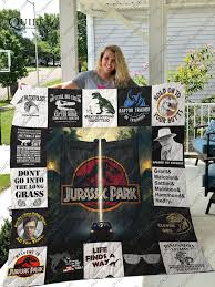 A wealthy entrepreneur secretly creates a theme park featuring living dinosaurs drawn from prehistoric dna. Jurassic Park Quilt Blanket For Fans Ver 17 2 Groveblankets