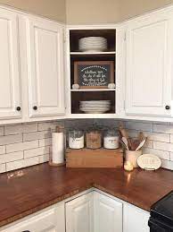 Kitchen counter decor ideas you ll want to try out. Farmhouse Kitchen Butcher Block Subway Tile Open Cabinets Kitche Farmhouse Kitchen Countertops Farmhouse Kitchen Countertops Decor Rustic Farmhouse Kitchen