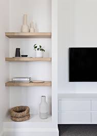 Bright White Living Room Open Shelves Light Wood Shelves White And Gray Living Room Home Decor Cheap Home Decor House Interior