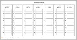 Nous vous proposons ces calendriers semestriels à imprimer de l'année 2021, l'un vierge, l'autre avec le numéro des semaines, . Planificateur Hebdomadaire De Format Paysage Avec Grille Horaire Personnalisable