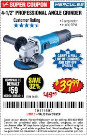 Black And Decker Angle Grinder Price Hercules Corded 4 1 2 In 7 Amp Professional Angle Grinder For 39 99 In 2020 Harbor Freight Tools Angle Grinder Stripping Paint