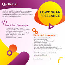 From a simple script or code fix to more complicated application development, we have. Lowongan Freelance Programmer Di Startup Qualitiva Karir Palcomtech