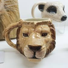 Lion And Meerkat Shaped Ceramic Mugs Mug Lion Animal Giftware Animal Mugs Pottery Animals Mugs