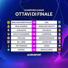Consulta los horarios y resultados de los partidos de semifinal ida de la champions league 2020/2021 en as.com. Sorteggio Ottavi Juventus Lione Napoli Barcellona E Atalanta Valencia Eurosport