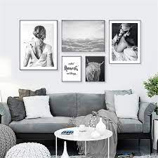 Imagine any room in your home filled with our carefully curated collection of wall decorations, including dimensional shadowbox art, paintings, handmade woven disc decor, wall hangings and more. 1 59 Modern Nordic Black White Girl Woman Art Print Canvas Painting Wall Home Decor Ebay Home Garden Wall Decor Living Room Home Decor Living Room Decor
