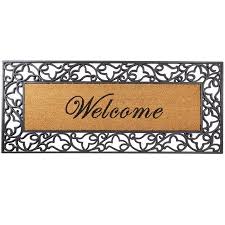 Envelor Home And Garden Floral Welcome Rubber Doormat Coir Insert Heavy Duty Wide Wrought Iron Indoor Outdoor Door Mat Anti Slip Front Door Mat Shoes Scraper Ou Door Mat Outdoor Door Mat