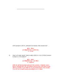 I wrote this worksheet for a ks3 chemistry lesson on particles. Answers To Dilutions Ws Odt Dilutions Worksheet Solutions 1 If I Add 25 Ml Of Water To 125 Ml Of A 0 15 M Naoh Solution What Will The Molarity Of The Course Hero