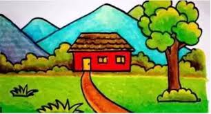 Cara Menggambar Mewarnai Pemandangan Sawah Art Drawings For Kids Nature Art Drawings Easy Drawings
