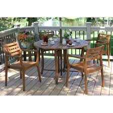 Shop this collection (3) $ 2399 99 /set $ 3075.00. Outdoor Interiors 10025 48 In Round Eucalyptus Folding Table Patio Dining Set Patio Dining Table Patio Dining