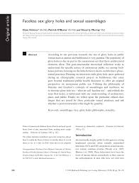 PDF) Faceless sex: Glory holes and sexual assemblages