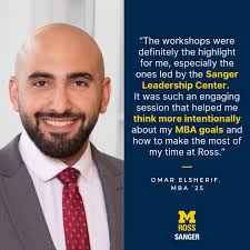 Every year at Go Blue Rendezvous (GBR), admitted students do more than just  learn about Michigan Ross—they experience it. 🎉 For Omar Elsherif (MBA  '25) and Mariana Canepa (MBA '25), the Sanger
