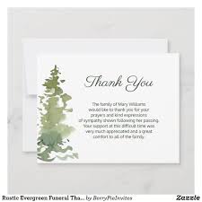 Rustic Evergreen Funeral Thank You Note Card Zazzle Com In 2020 Funeral Thank You Notes Funeral Thank You Funeral Thank You Cards